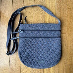 VERA BRADLEY Trio Zip Hipster CLASSIC NAVY Crossbody Purse Bag Rose Inside